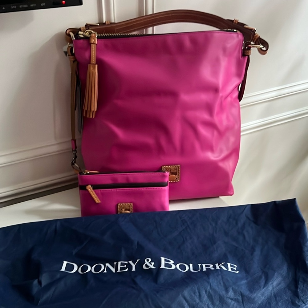 Dooney & Bourke NWT Fuchsia McKenzie Hobo Bag and wallet!